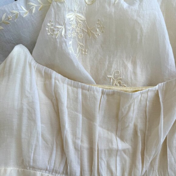 Ann Taylor Dress Light Yellow Embroidered Silk Cotton (8) - Picture 6 of 10